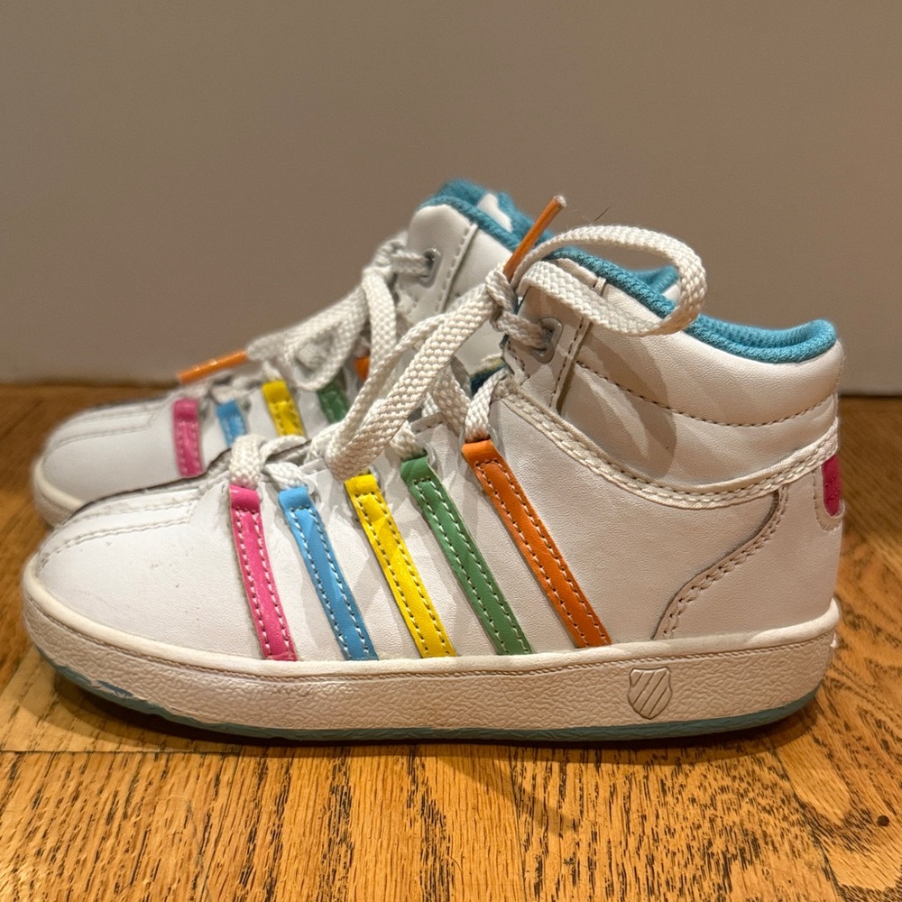 K-Swiss Kids White Multicolor High-Top Sneakers 10c